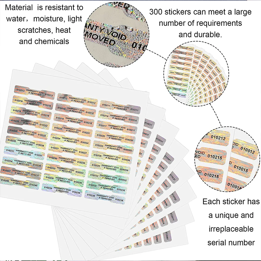 홀로그램 일련 번호 보안 라벨, 높은 보안 보이드 씰 보증 보이드 스티커, 뼈 모양 변조 방지 접착 라벨