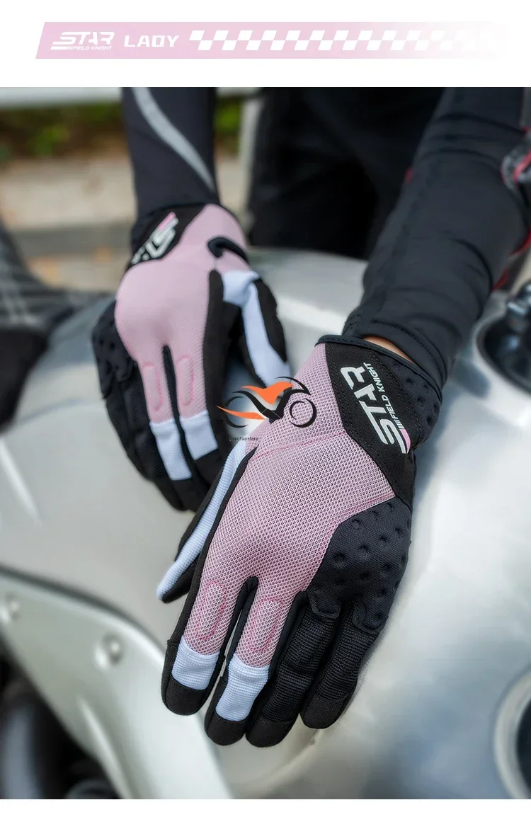 

2023 SFK Motorcycle Women Gloves Non-slip Wear Resistance Full Finger Gloves Soft Breathable Cycling Motorbike Accessories