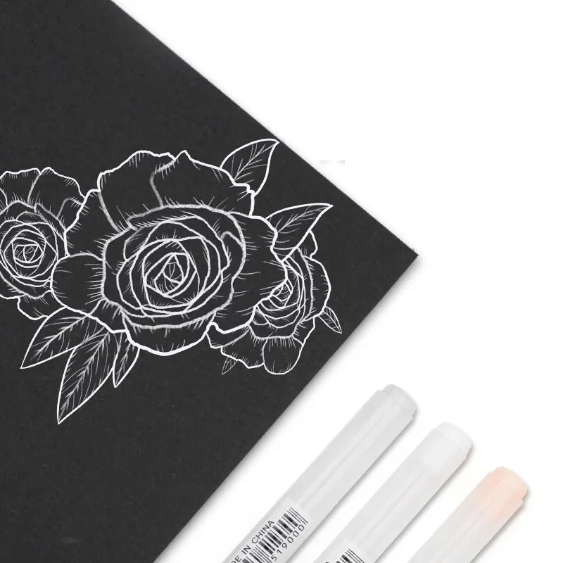 Permanent Art Paint Marker Set 0.7mm White Gold Silver Gel Pen Metalic Marker Pens for Kids Black Paper Writing Painting 3