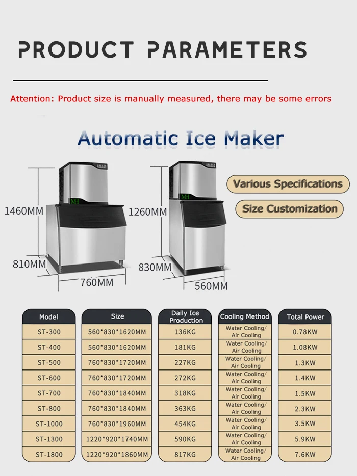 Description Picture 3 of itemHigh Capacity Refrigerator Automatic Ice Making Canteen Milktea Shop Bar Commercial Ice Maker Machine