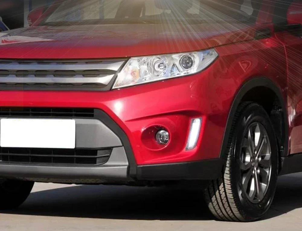 1Set for Suzuki Vitara 2015 Car LED Daytime Running Light DRL Fog lamp with yellow Turn Signal