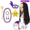 2-12Y Princess Wig Belle Dress up Wig Girls Halloween Cosplay Accessories Jasmine Snow White Hair Child Party Headgear Tiara