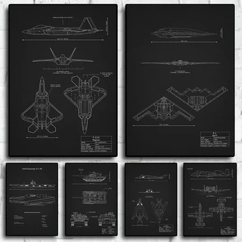 Disegno del carro armato dell'aeroplano di fama mondiale Pittura moderna Decorazione della casa Arte Decorazione della parete Immagine Fan militare Soggiorno Tela Poster