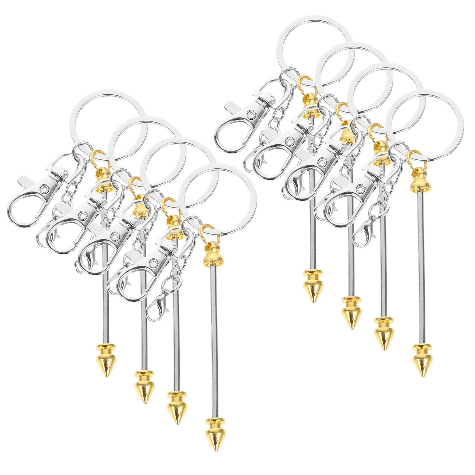 

8Pcs Beaded Keychian Metal Beadable Bar Keychain Metal Keychain Key Rings