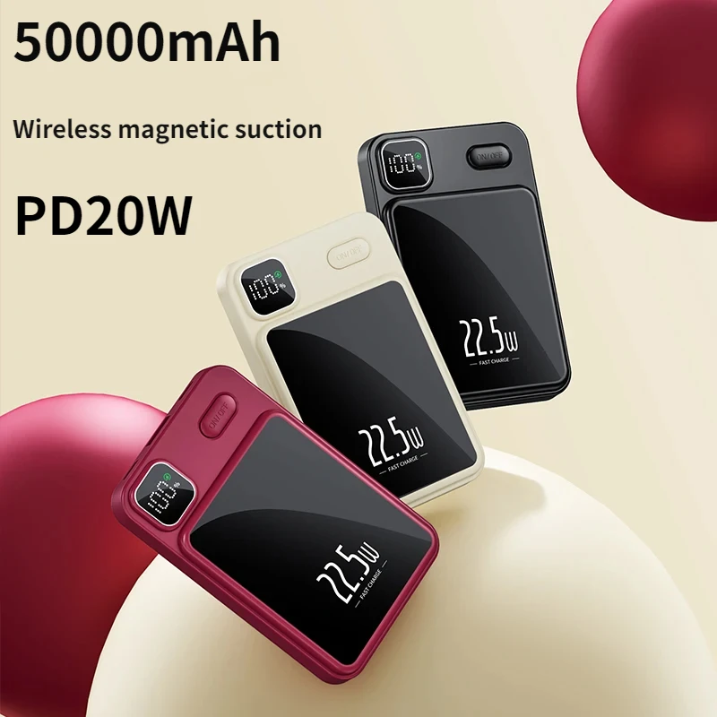 Nuovo Caricabatterie Wireless Con Power Bank Magnetico A Ricarica Super Veloce 22.5W 50000Mah Pd20W Power Bank Per Iphone Xiaomi Samsung Huawei