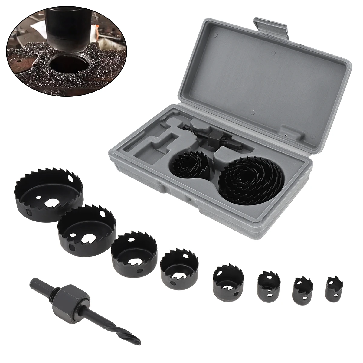 

8pcs/set DIY Hole Saw Bit Cutting Set Kit 19-64mm Wood Sheet Metal Alloy Circular Round Case Drill Bits Wood Metal Sheet Alloys