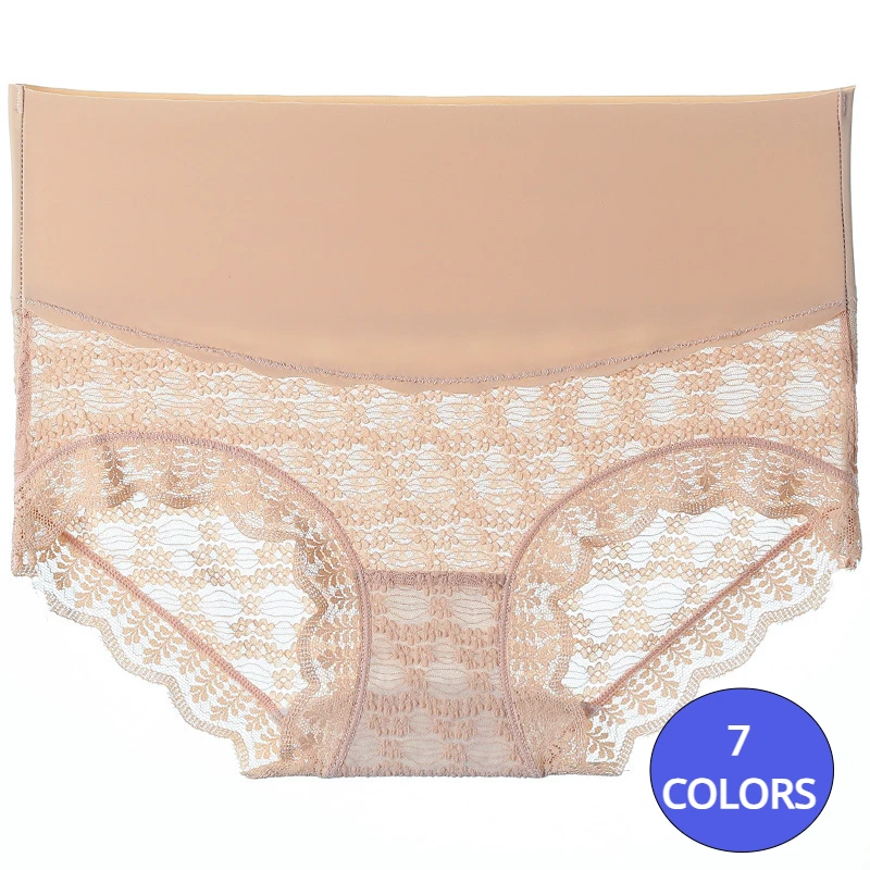 

3PCS Sexy Perspective Women Back Lace Panties Patchwork Female Lace Mesh Briefs Comfortable Lingerie Simple Ice Silk Underpants