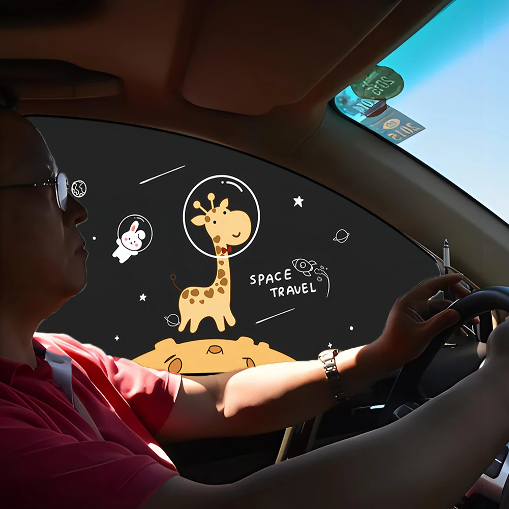 Car Side Window Sun Shade Cartoon Side Window Sunshade Cute Giraffe Magnetic Auto Sunscreen Curtain Foldable Car Side Window Curtain for Kid Baby Children magnetic window shade car sunshade set sunshade privacy screen