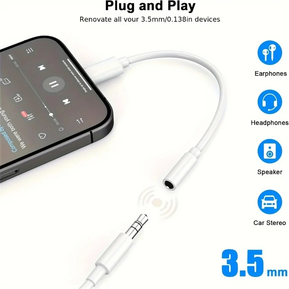 USB 타입-C에서 3.5mm 헤드폰 어댑터, 아이폰 15 16 삼성 갤럭시 S22 S21 S20용 범용 디지털 칩 USB C에서 Aux 케이블