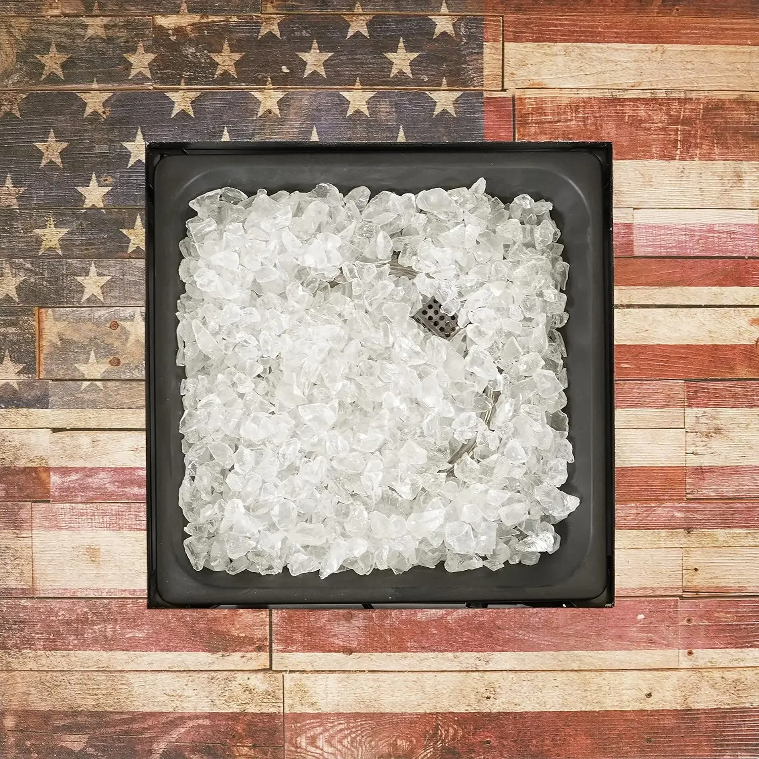 Outdoor Propane Fire Pit Square 30" Endless Summer The Liberty White Fire Glass Protective Cover Patented