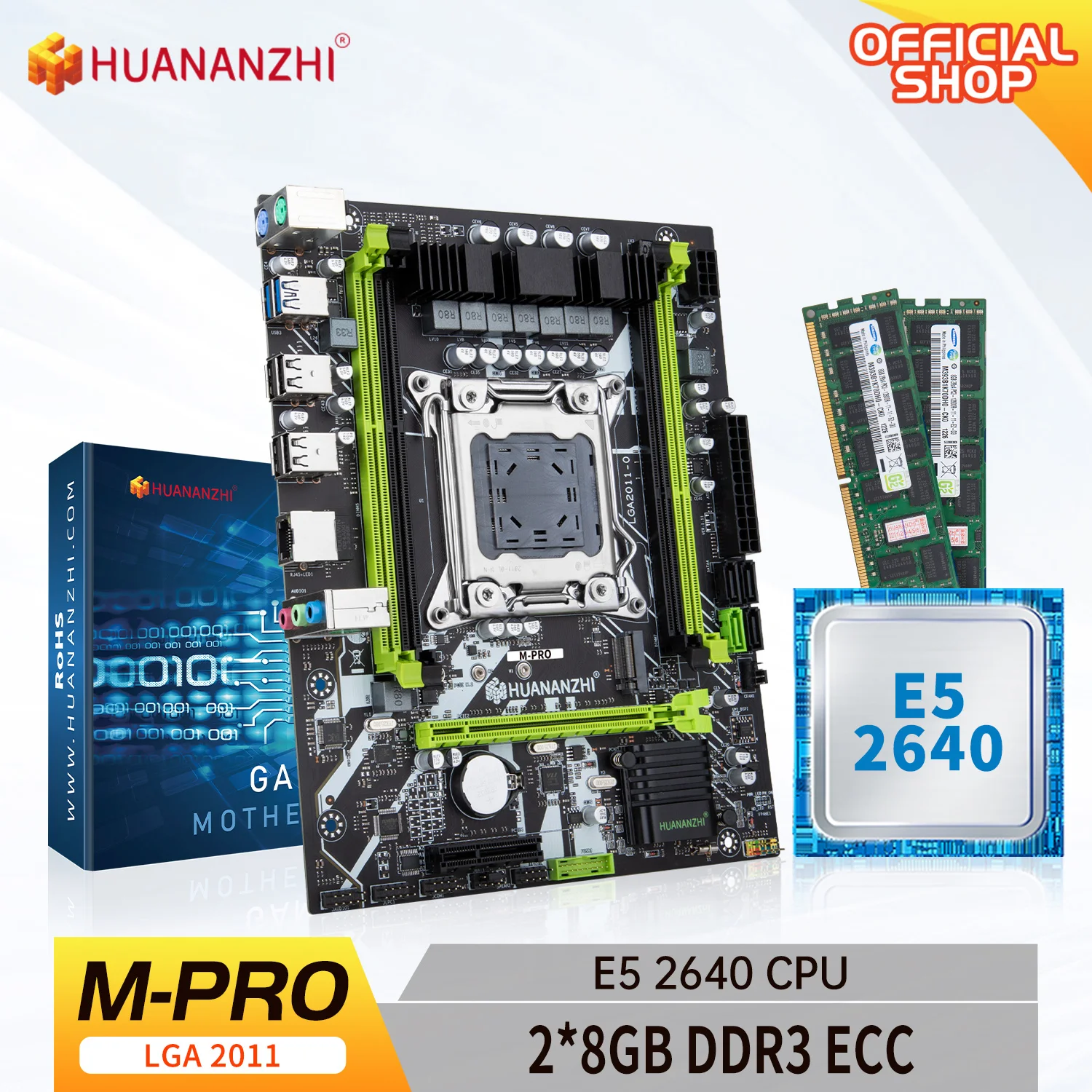 Huananzhi M Pro Lga 2011 Moederbord Met Intel Xeon E5 2640 Met 2*8Gb DDR3 Recc Geheugen Combo kit Set Nvme Usb Sata|Moederborden| - AliExpress