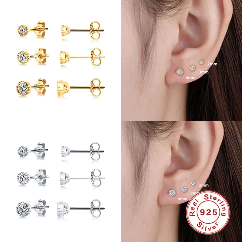 3PCS/Set Piercing Aretes 925 Sterling Silver Moon Star Love Heart Stud Earring For Women silver earrings,silver stud earrings,womens earrings