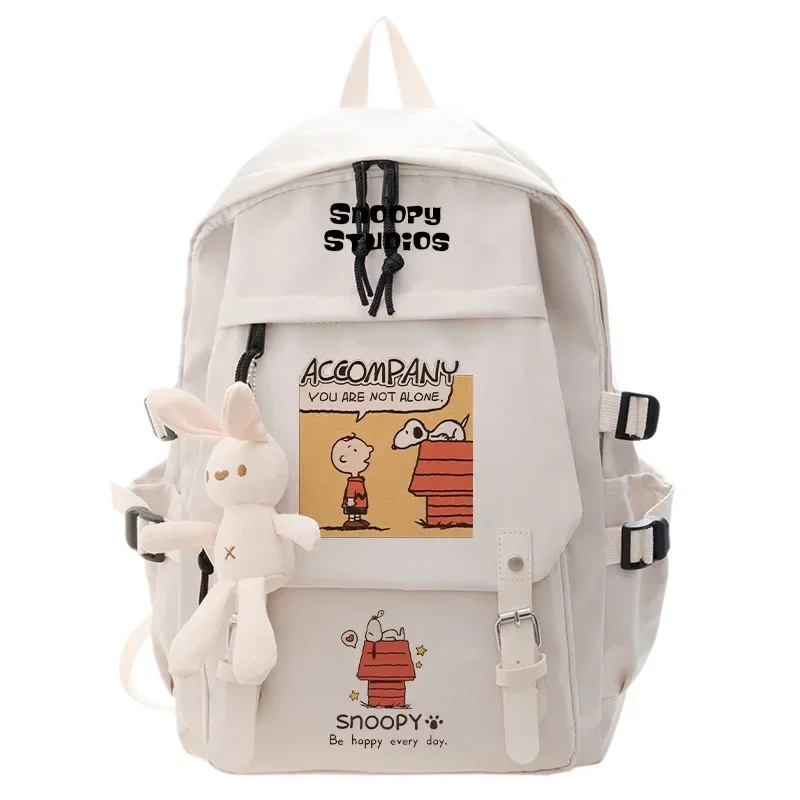 Snoopy Cartoon Student Backpack Boys Girls Junior High School ins Large Capacity Travel Schoolbag Nylon Shoulder Bag handbag 2