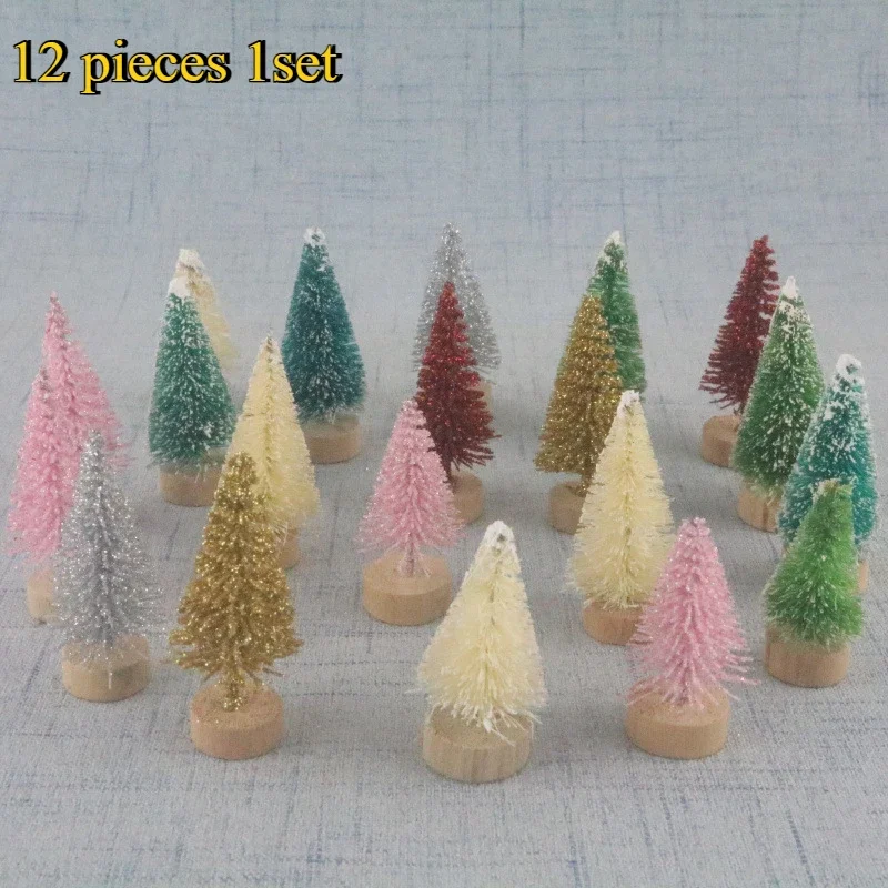 Figuras en miniatura de árbol de Navidad Artificial, suministros para manualidades, fiesta de Navidad, oficina, escritorio, árbol de Navidad decorativo para el hogar, 12 Uds. - Imagen 4