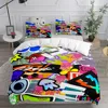 Graffiti Rainbow Friends Cartoon Duvet Cover UK Single Double King US Twin Full Queen Size Bed Linen Set 4