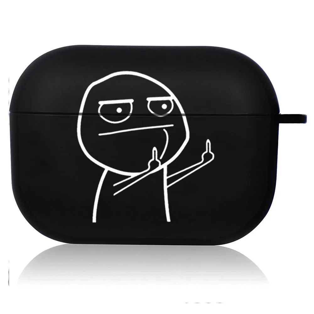 Creative Line Art Black Airpod Case - Cute Cartoon Design