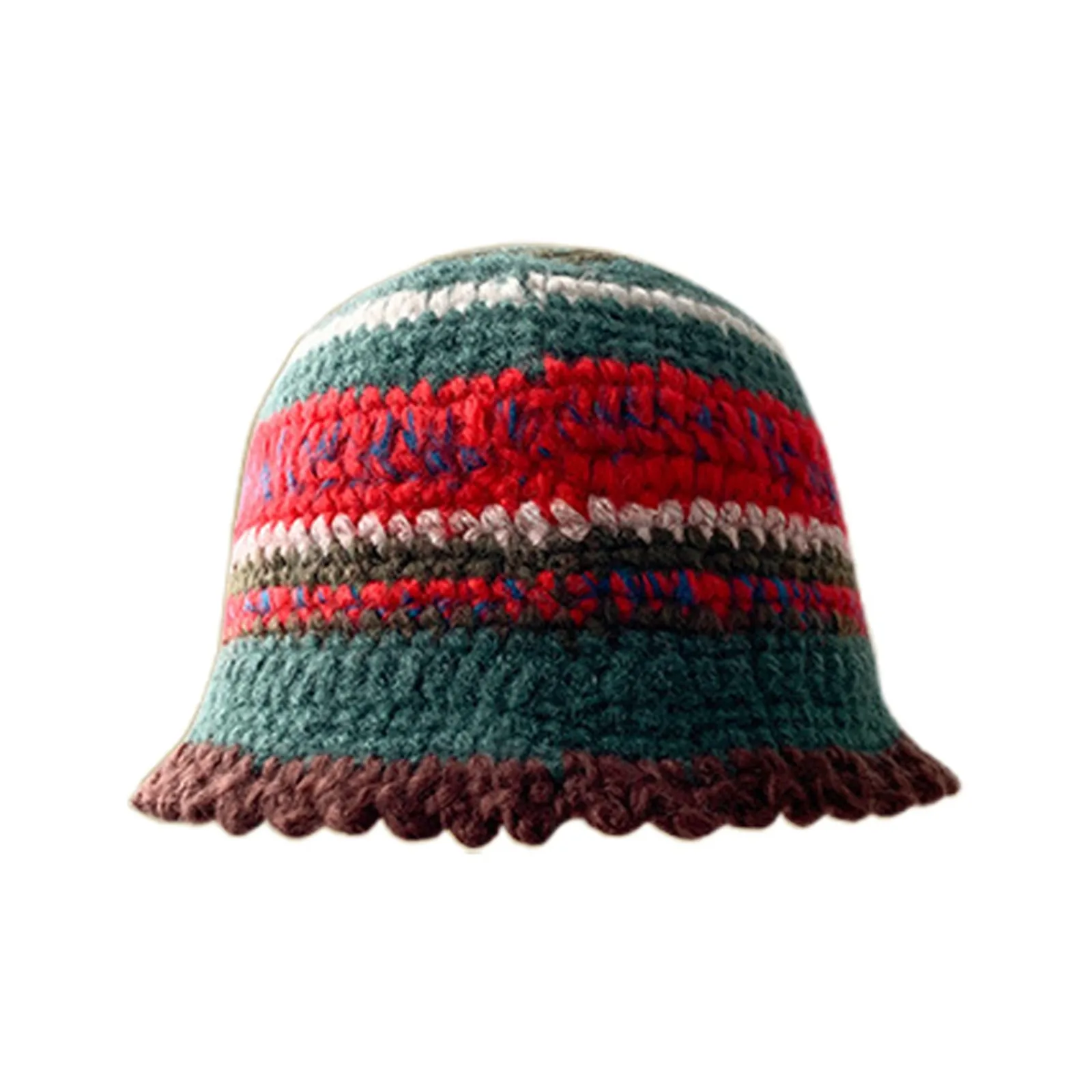 Y2k Knitted Hat For Women Fall Winter Warm Plush Striped Fisherman Hat Fluffy Cozy Elastic Stretch Knit Cap 3