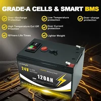 Batterie au Lithium 24V 120Ah LiFePO4 profonde 4000 + Cycles batterie Rechargeable pour l'éclairage, roues électriques, énergie solaire/éolienne, petit UPS 2