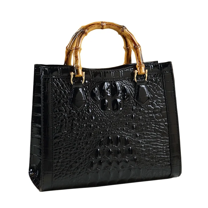 

Tote Bag Crocodile Handle Slanting Cross Shoulder Women's Bag Premium Sense Ladies Bamboo Handbag Tote Mom Bag 2023 New