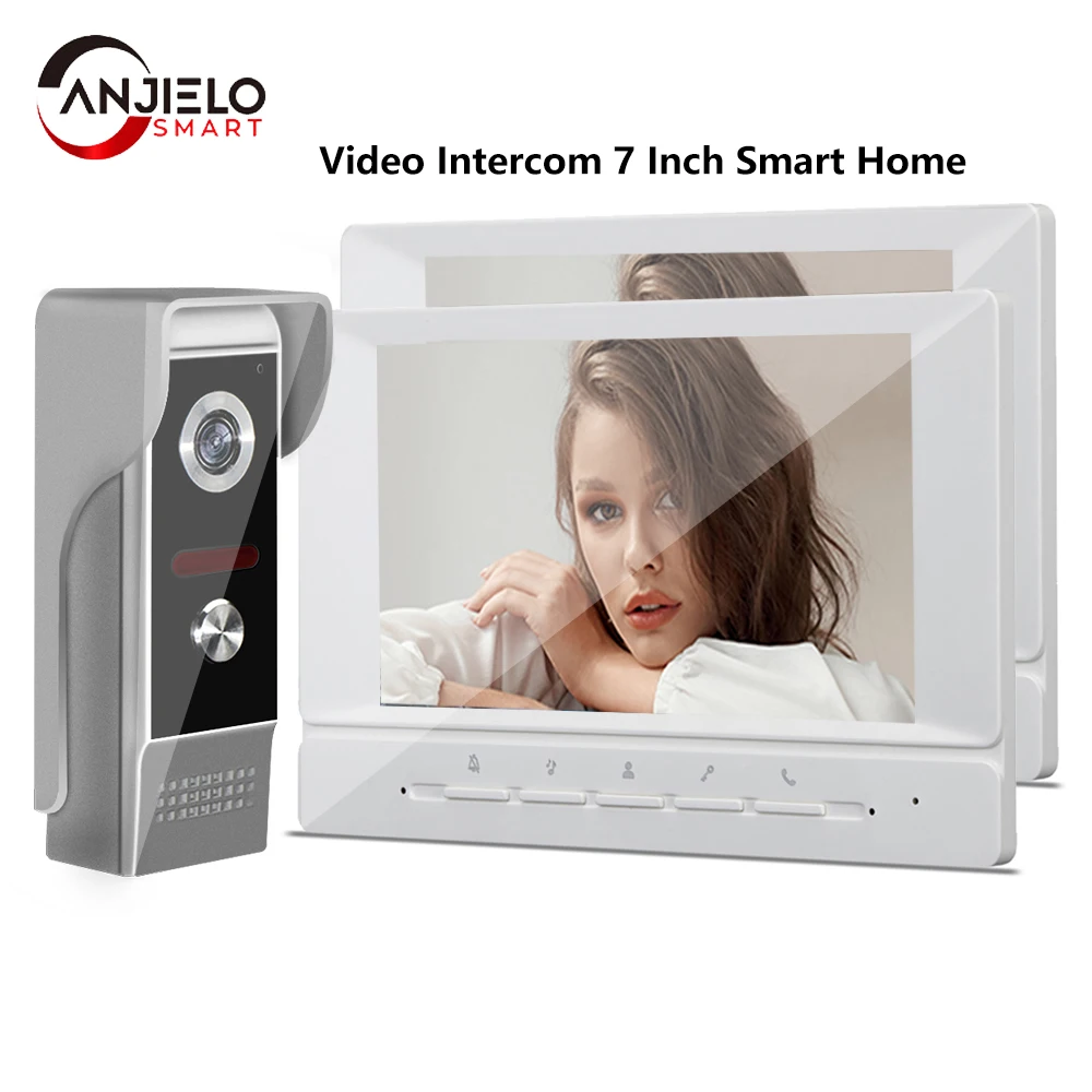 

7 Inch Smart Home Anjielosmart Video Porteiro Intercom Security Protection System Interfone Doorbell Camera for Apartment Family