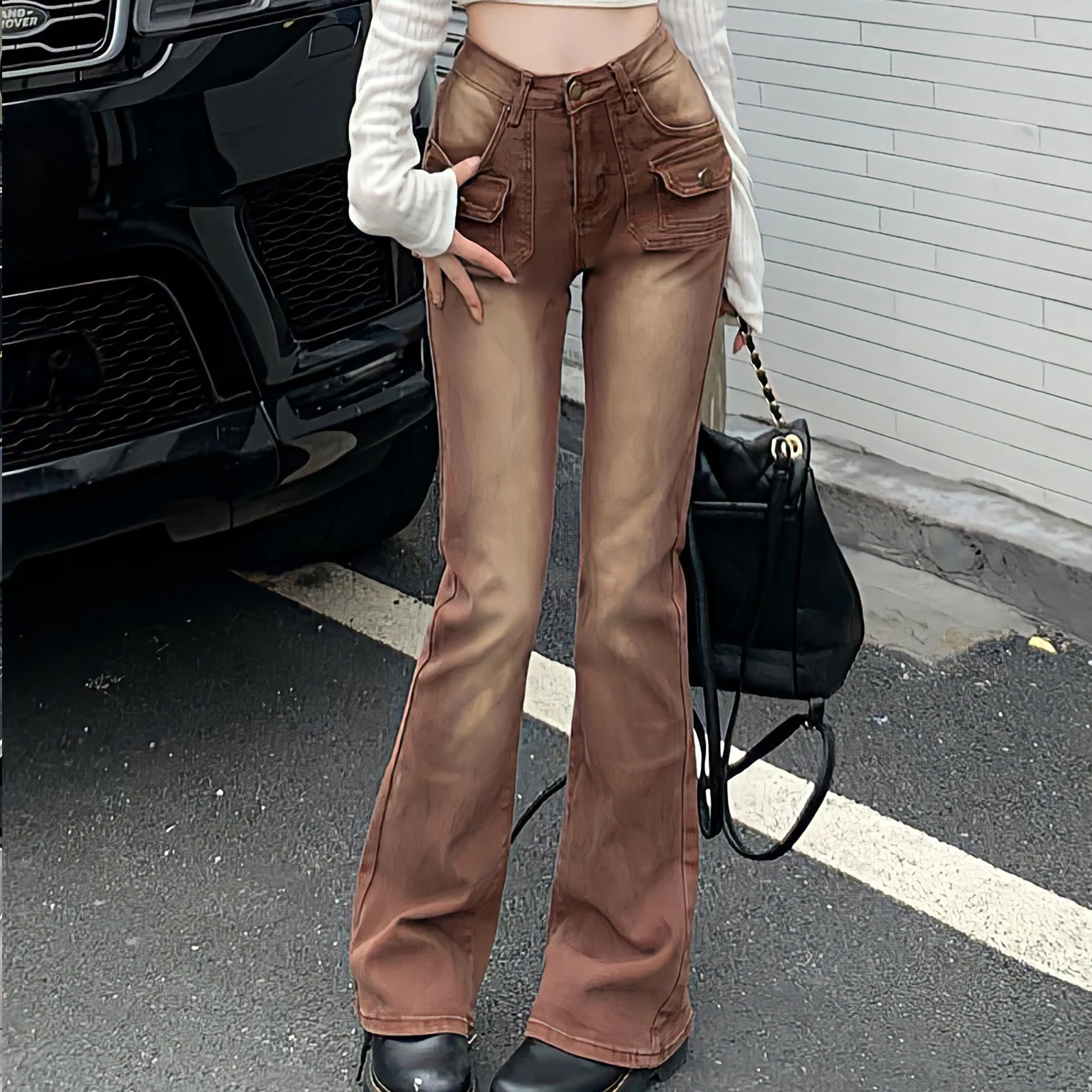Women Y2K Baggy Jeans High Waist Wide Straight Leg Distressed Vintage Cargo  Denim Pants Streetwear