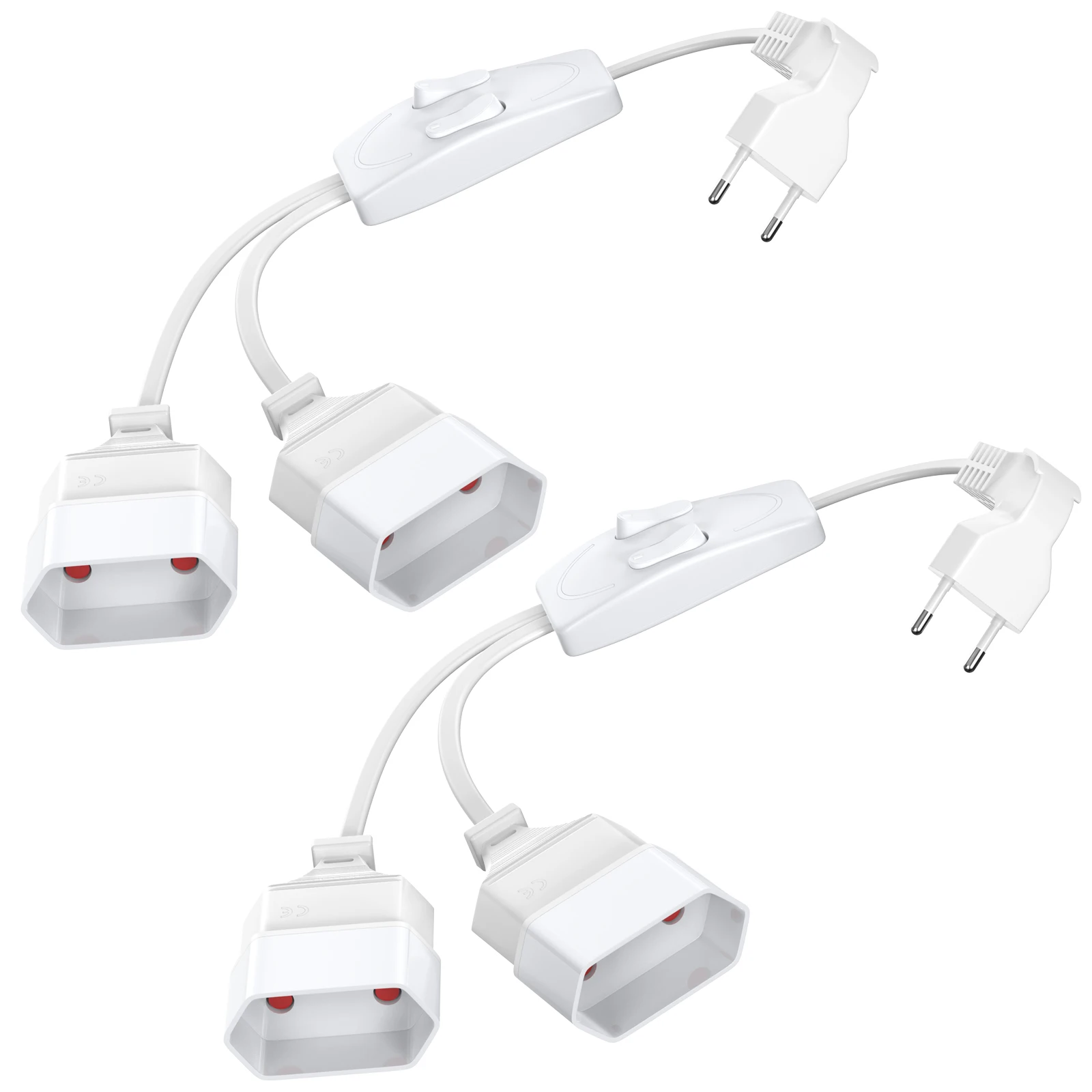 Dual Plug Power Extension Cable with Dual Switch - Safe & Compact Design