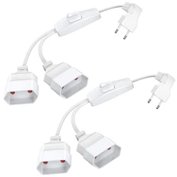 Dual Plug Power Extension Cable with Dual Switch - Safe & Compact Design (2pcs white pipe bend)