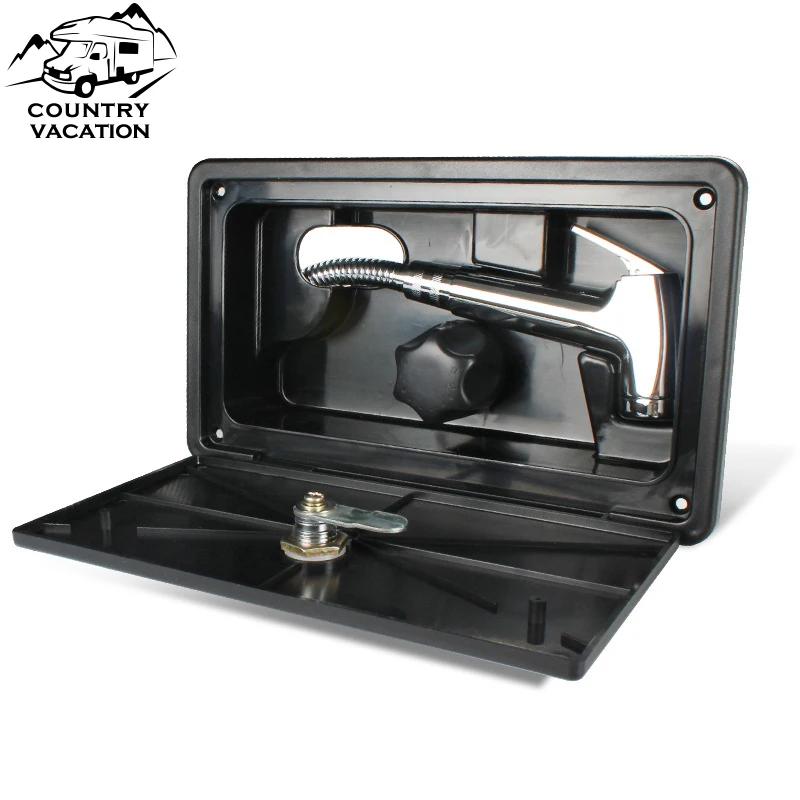 RV Exterior Shower Box Hot Cold Single Switch with 2 Keys and Stainless