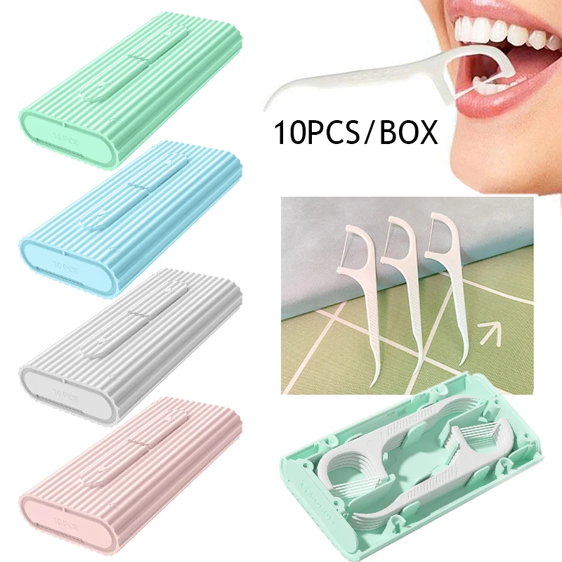 Automatic Dental Floss Box With 10pcs Dental Floss Travel Portable Flosser Picks Dispenser Flos Organizer Case Oral Hygiene Care dental floss holder dental floss dispenser dental cleaning tools