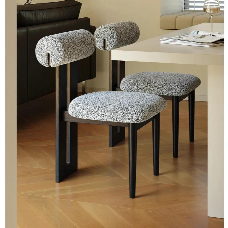 Nordic Solid Wood Dining Chair Ash Wood French Style Upholstered Back Chair Vintage Retro Home Kitchen Table Seat Comfort Seat