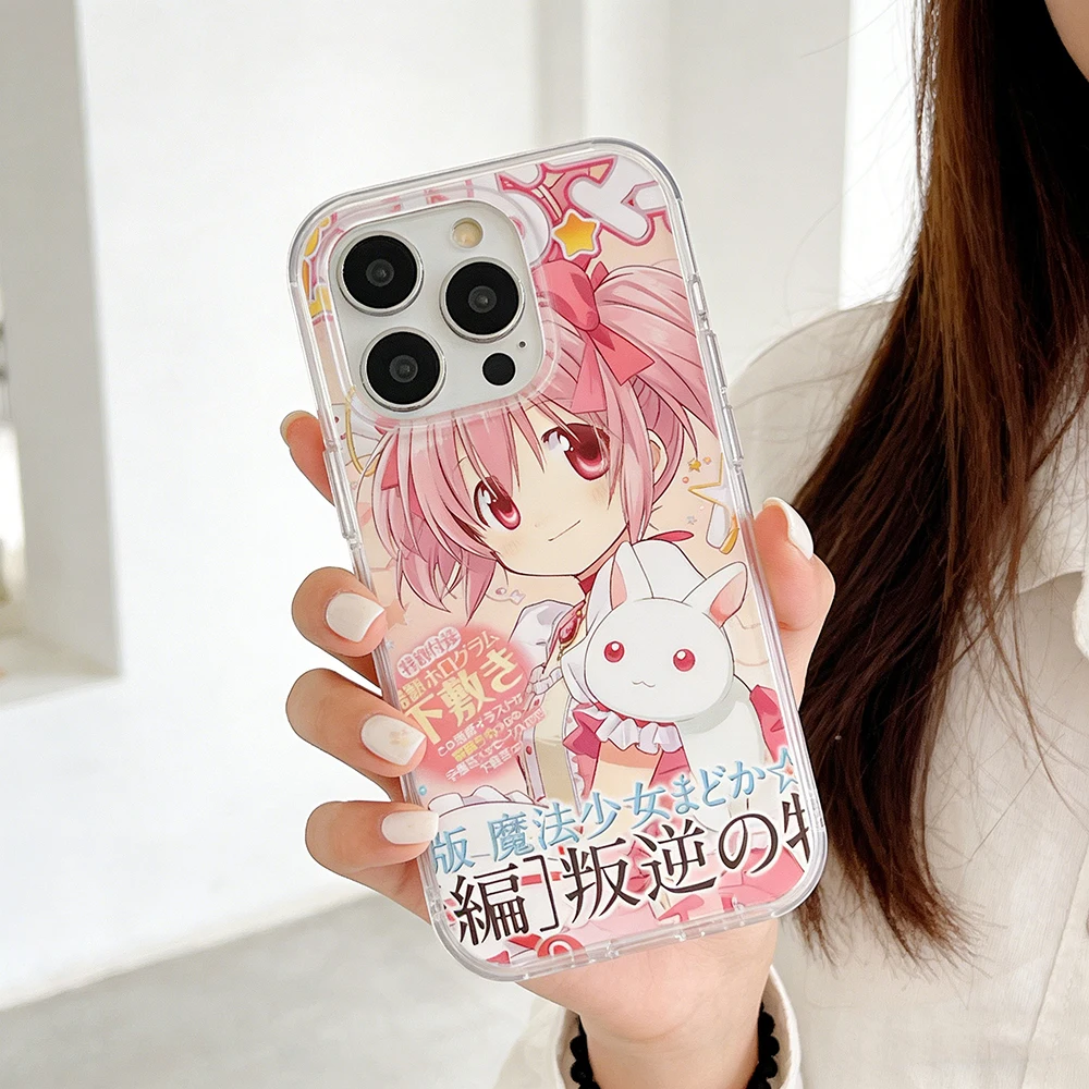 Japanese Anime Pink Hair Girl Feather Texture Phone Case