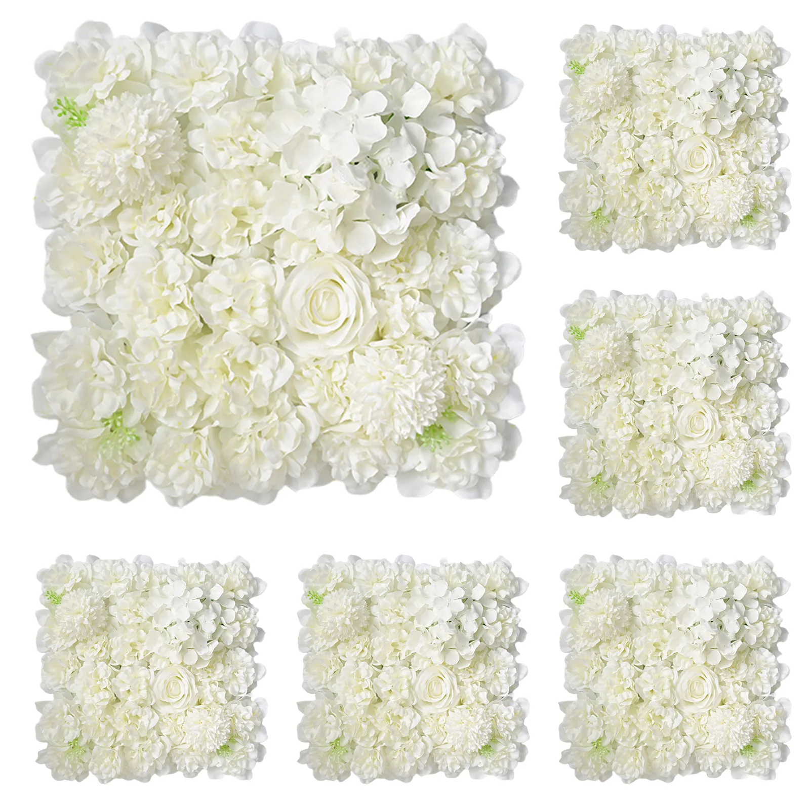 

6PCS Artificial Flowers Wall Panel 3D Flower Backdrop Faux Roses For Wall Party Wedding Bridal Shower Outdoor Decoration