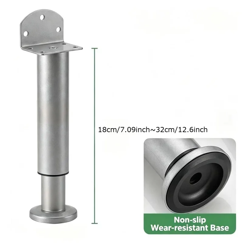 Set of 4 Adjustable Telescopic Furniture Legs for Cabinet or Vanity Height Adjustment