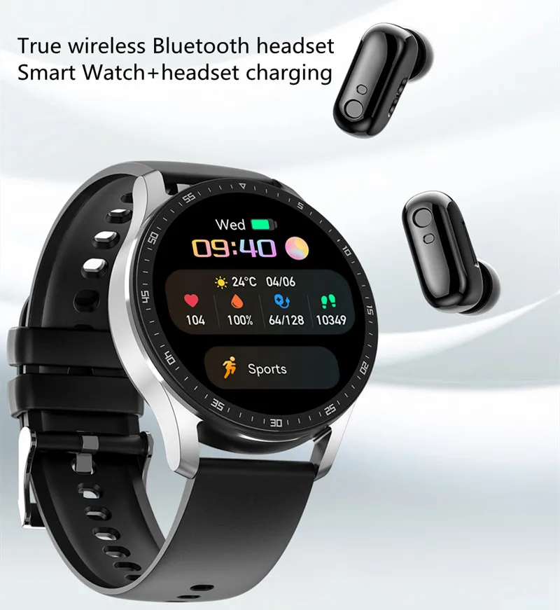 Original New Smart Watch TWS Bluetooth Headset 2 in 1 Men Sports Fitness Tracker IP67 Waterproof Women Heart Rate Health Monitor 3
