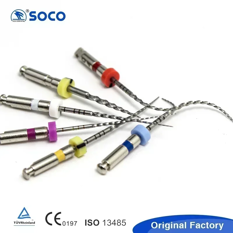 

SOCO PLUS 6Pcs/Box Root Canal File Activated Rotary Dentist Tools Endodontic Material, Nickel-Titanium, Heat Treatment Process