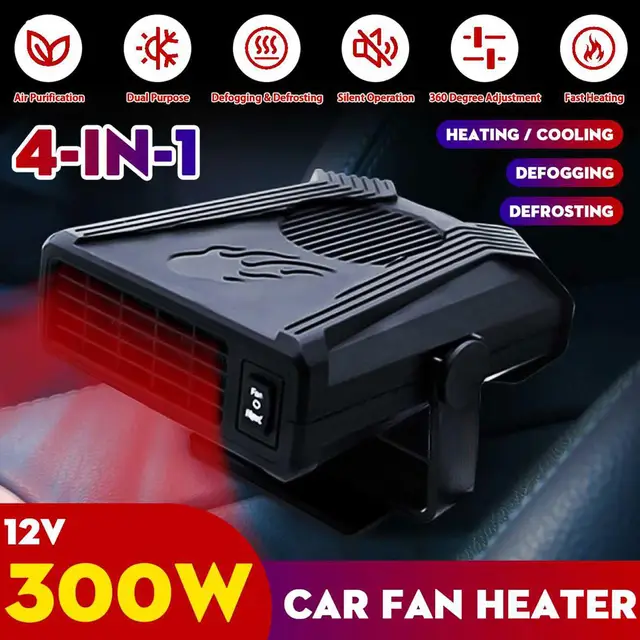 4 In 1 300W 12V Car Fan Heater Potable Auto Heater Defroster Defrost  Windscreen Defogging Electric Fan Heater Ventilation E9J6 - AliExpress