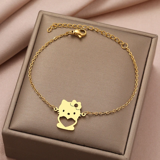 Sanrio Hello Kitty New Bracelets Cartoon KT Bangles Women Accessories  Luxury Chains Y2k Girls Fashion Bracelets Girlfriend Gift