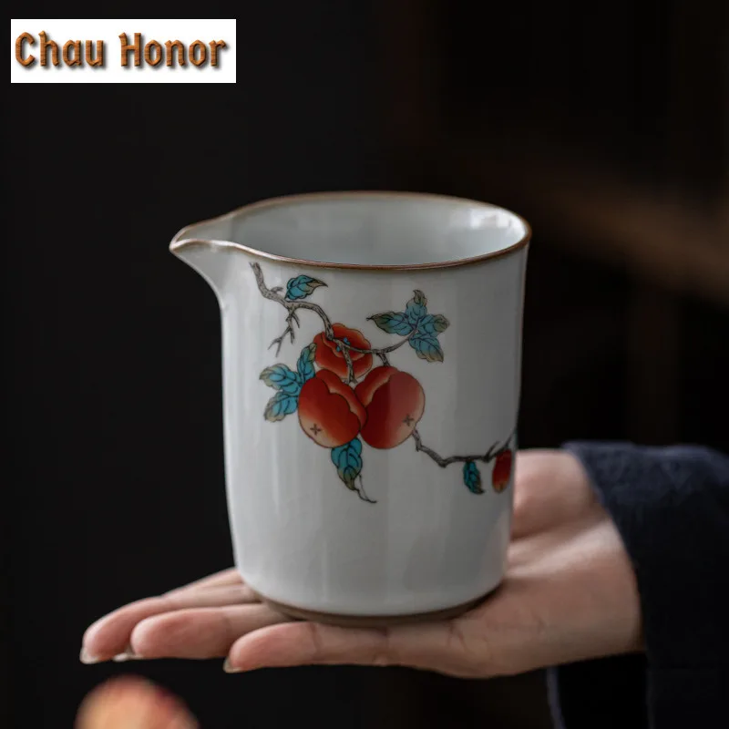 260ml Boutique Ru Kiln Porcelain Tea Pitcher Gracked Glaze Art Cha Hai Justice Cup Divide Tea Serving Cup Chinese Kung Fu Teaset