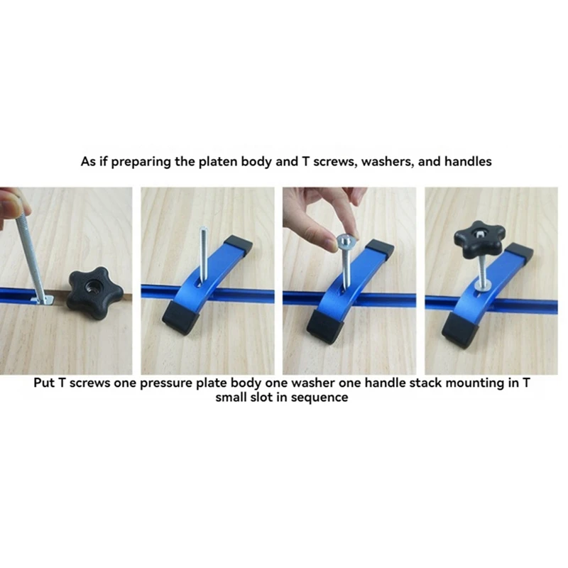 Hot 6Pack T-Track Hold Down Clamp With T Bolts & Silder,Aluminum Alloy T Track Clamps For Woodworking