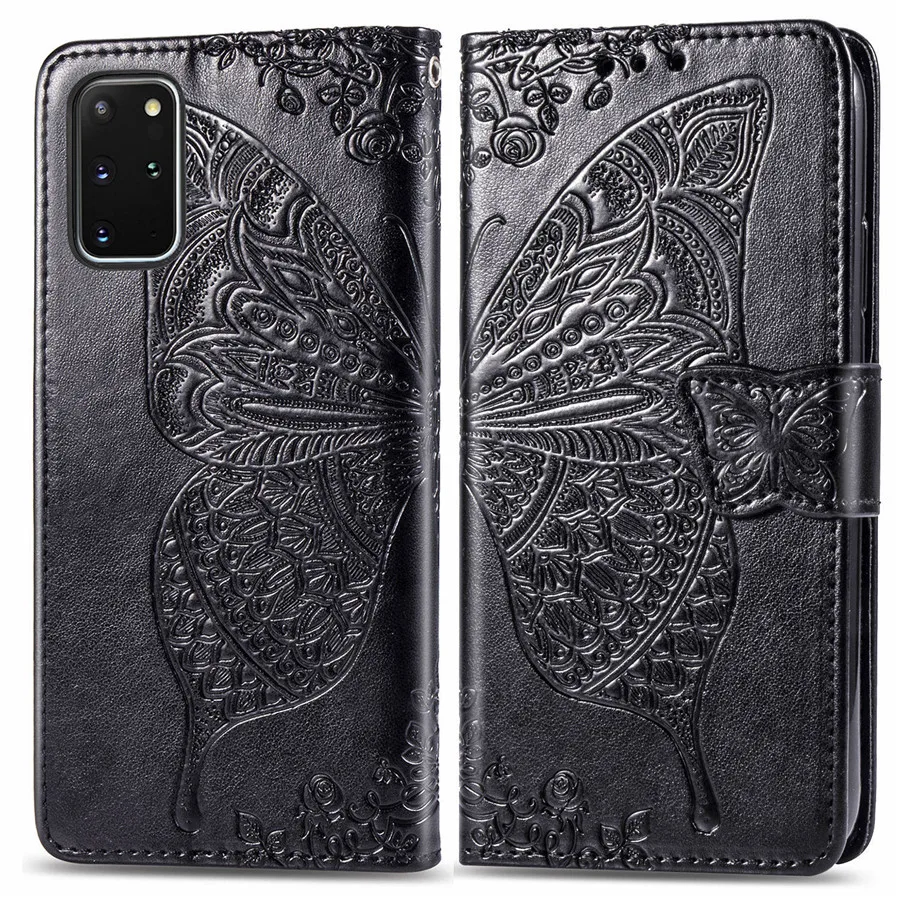 silicone case samsung Butterfly Embossed Flip Wallet Case Cover For Samsung S22 Ultra S21 S20 S10 S9 S8 S7 Edge S21FE S20FE For Galaxy Note 20 10 9 8 best case for samsung Cases For Samsung