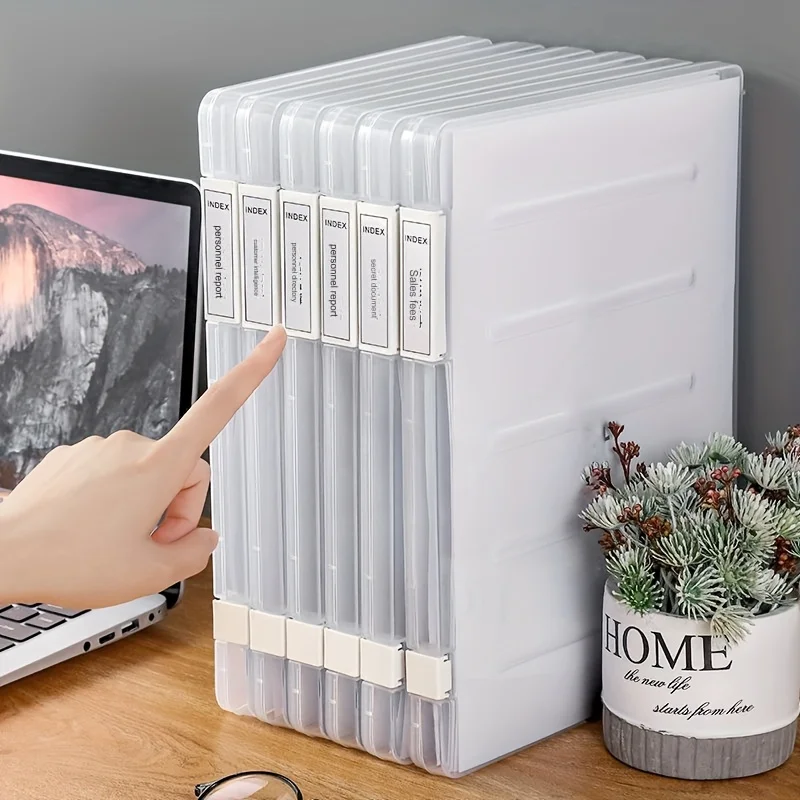 1pc A4 File Storage Box Waterproof Dustproof Document Data Box Transparent Double Snap Plastic File storage box