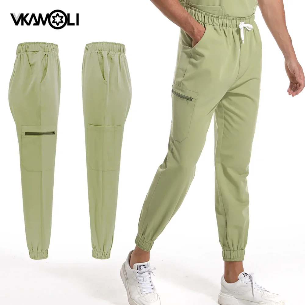 Medical Scrubs Jogger Pants Men and Women Solid Color Stretch Elasticity XS-XXL for Medical Dental Clinic Vet Working