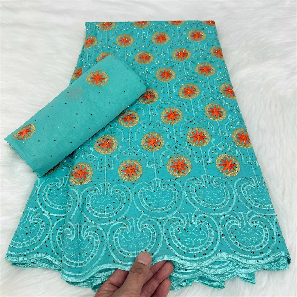 

2024 мягкое египетское хлопковое кружево, африканская вуаль, ткань высокого качества, 7 ярдов, нигерийская швейцарская вуаль, кружево в Швейцарии с вышивкой