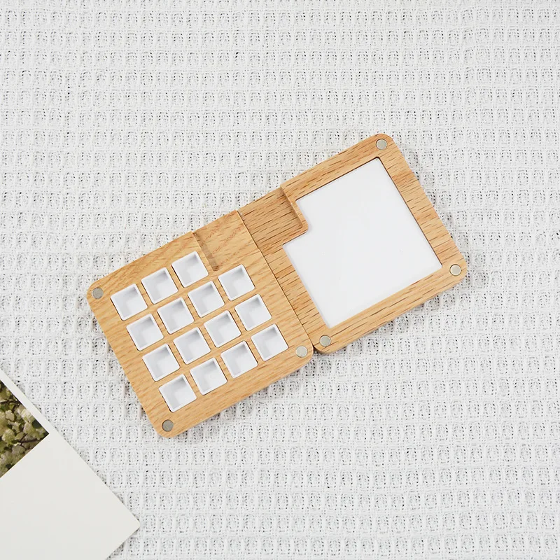 Empty Wooden Watercolor Palette Portable Mini Travel Watercolor Acrylic Paint Box Square Tray Box Art Painting Supplies paint tray color palette watercolor palette
