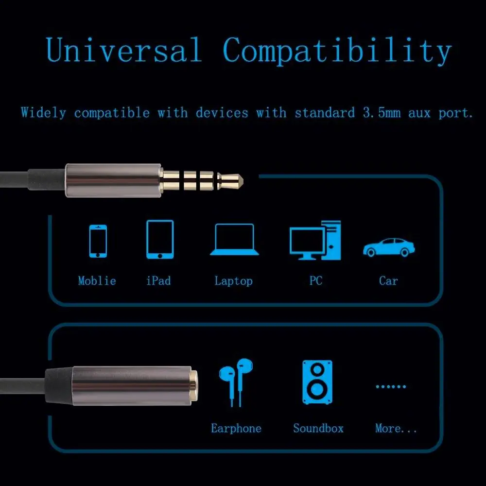Premium Gold Plated 3.5mm Audio Extension Cable - Male to Female Stereo Earphone Extender