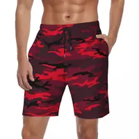 Men Board Shorts Red Camo Casual Swim Trunks Army Camouflage Breathable Sportswear Hot Plus Size Beach Short Pants 1