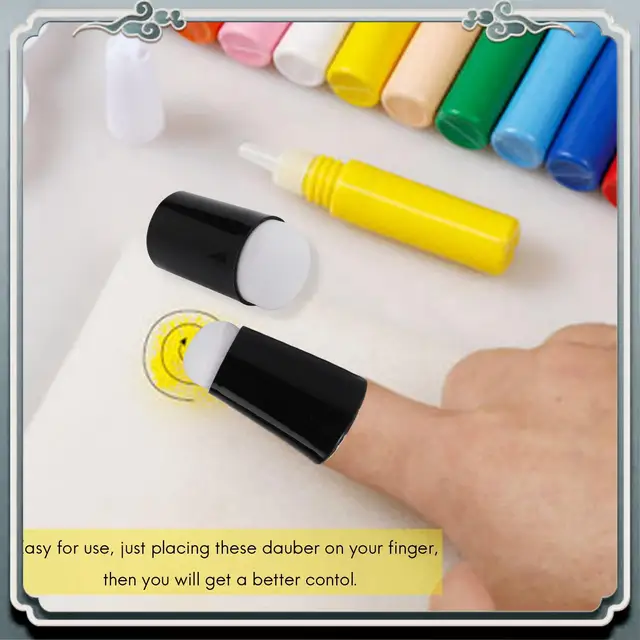 Premium 50Pcs Finger Sponge Dauber Painting Ink Pad Stamping Brush Craft Case Art Tools With Box Office School Drawing DIY Craft 4