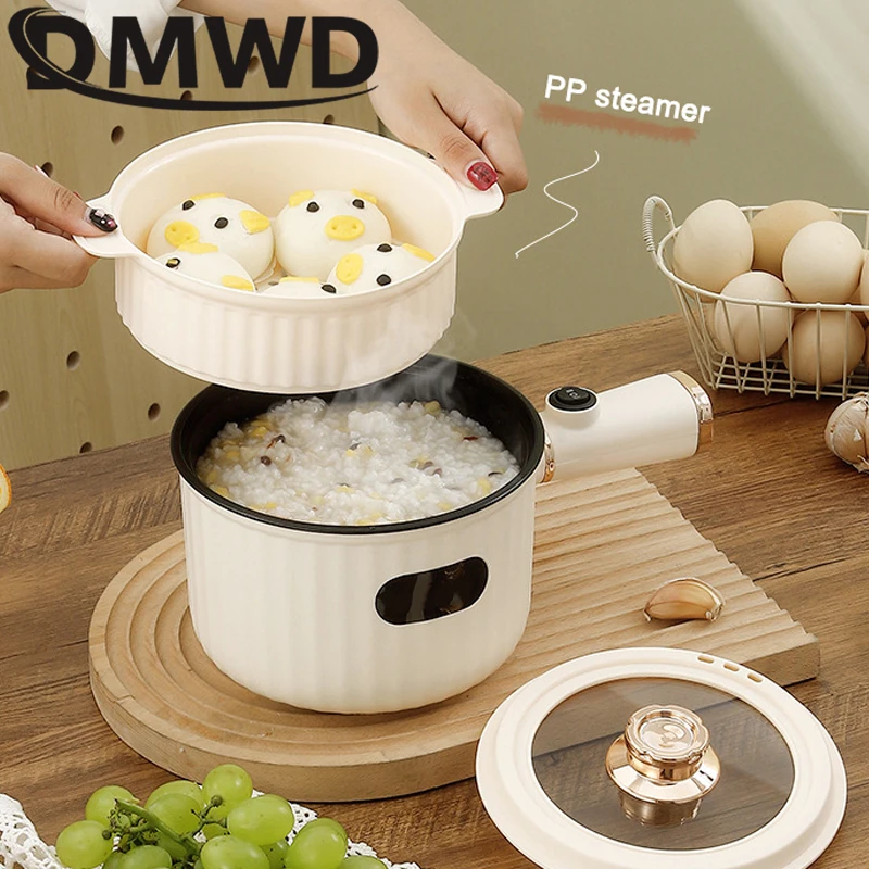 DMWD Mini Multifunction Electric Cooking Machine Household Single/Double Layer Hot Pot Multi Rice Cooker Non-stick Frying Pan