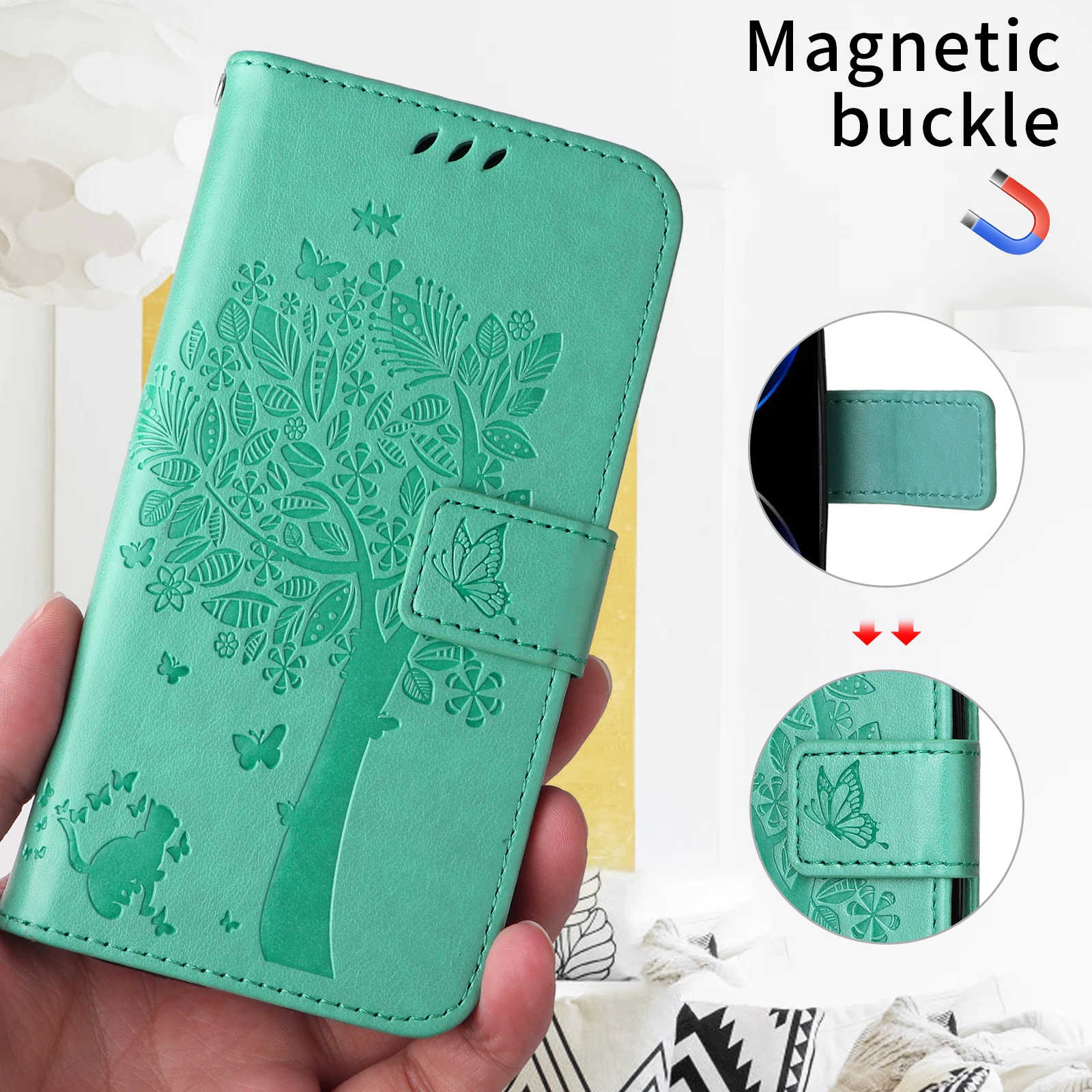 Shockproof Flip Magnetic Wallet Leather Phone Case - Skin Friendly Cover