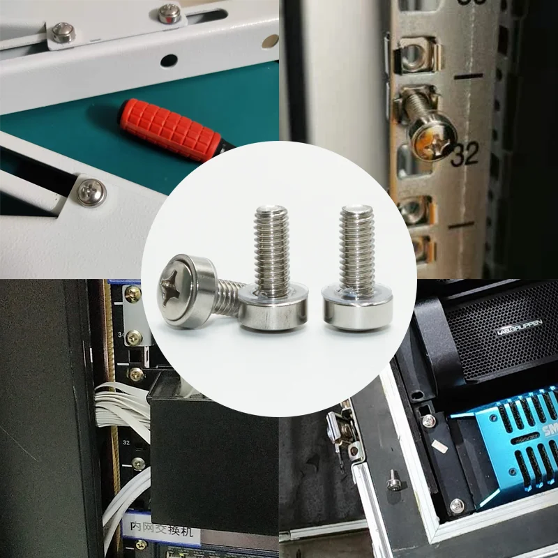 304 Stainless Steel Network Storage Server Cabinet Screw M5 M6 x 16 Rack Mount Cage Nut Bolt and Washer for Chassi Shelve Router
